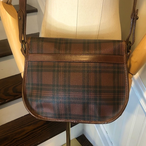 W RALPH LAUREN Brown Tartan Plaid Multi Pocket Tote Crossbody Shoulder Bag - Picture 6 of 17